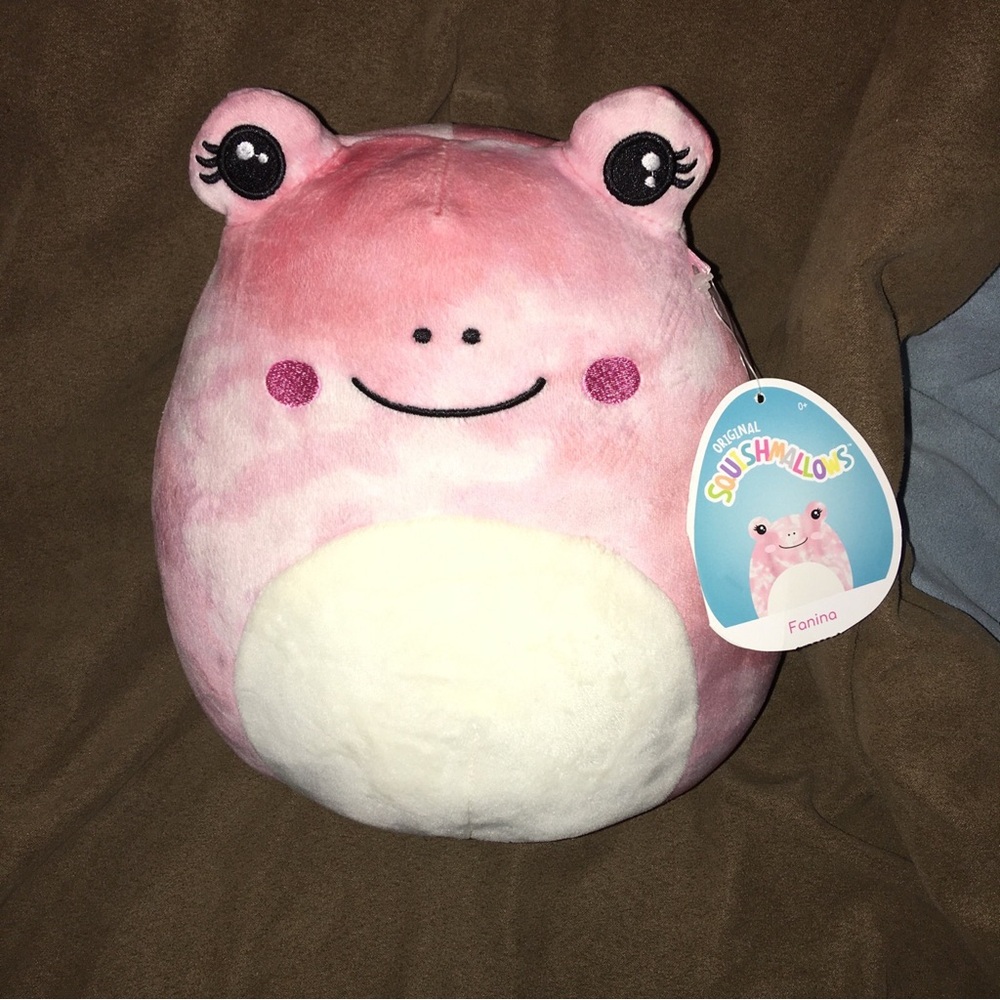Squishmallows Fanina the Frog Pink and White Plush 8” tall NWT